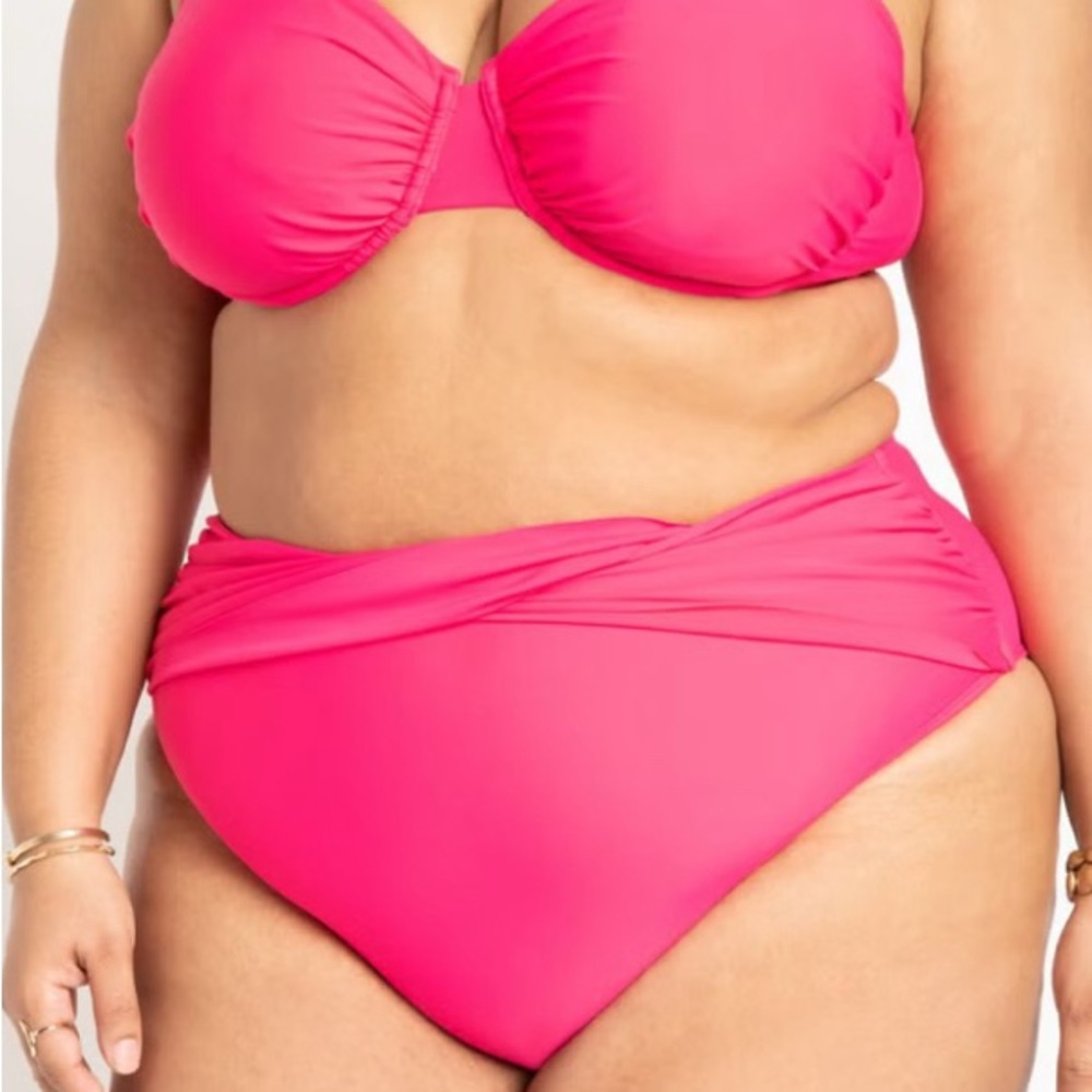 Gabi Fresh Swim x ELOQUII Super High Waisted Bikini Bottom with Overlay Front